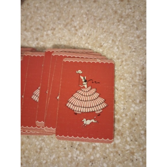 Vintage Mini Playing Cards Dancing Lady Parasol with Poodle - 1930s - Picture 8 of 9